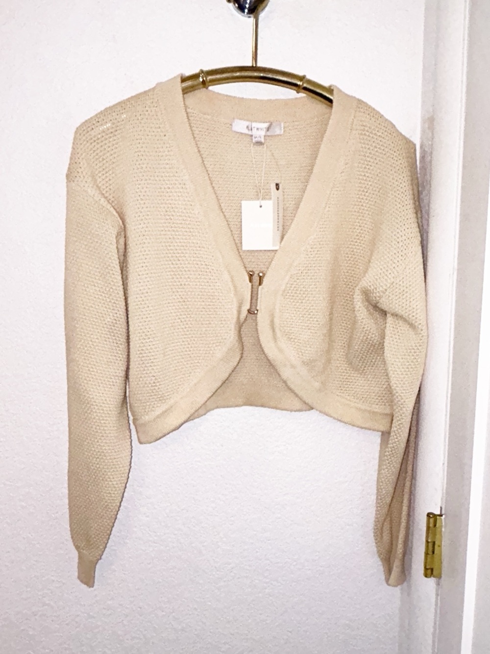 NwT ANTHRO x FLAT WHITE The Livvy waffle knit Cardigan Shrug Sweater SZ; M/L